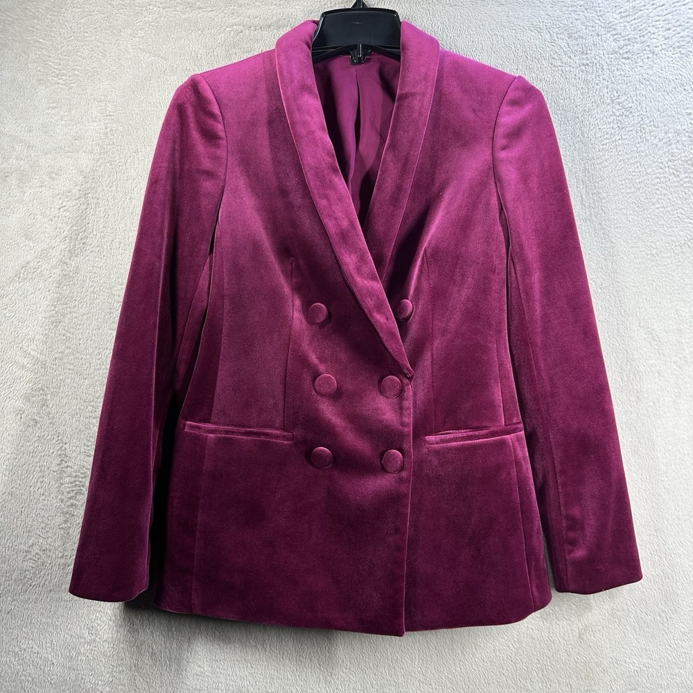 Express Velvet Double Breasted Shawl Collar Blazer Women's XS Ruby